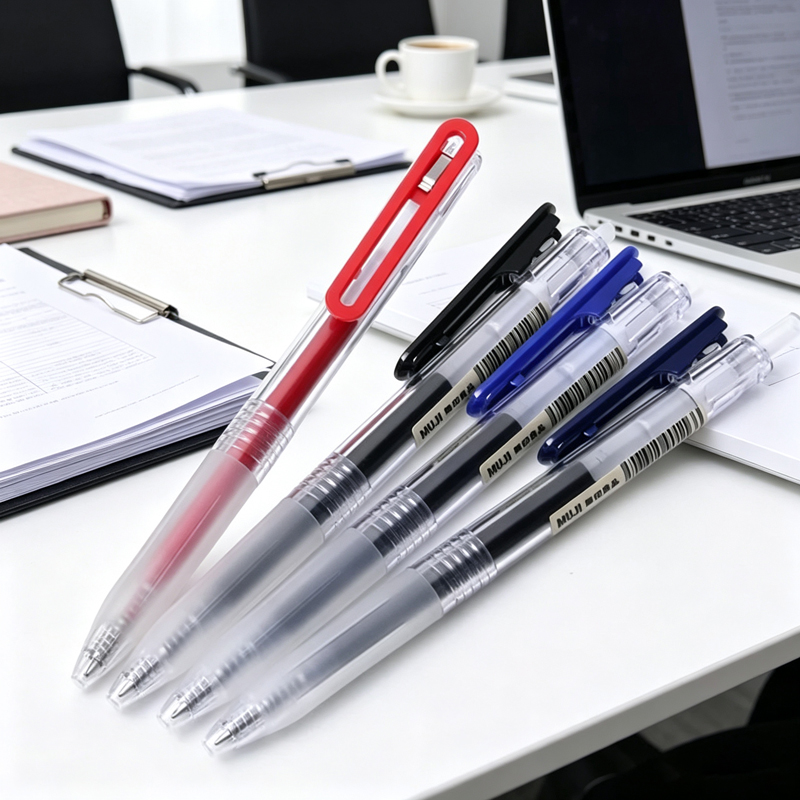 Muji Stationery Gel Pen - Canetas Gel Retráteis MUJI de 0,5mm,