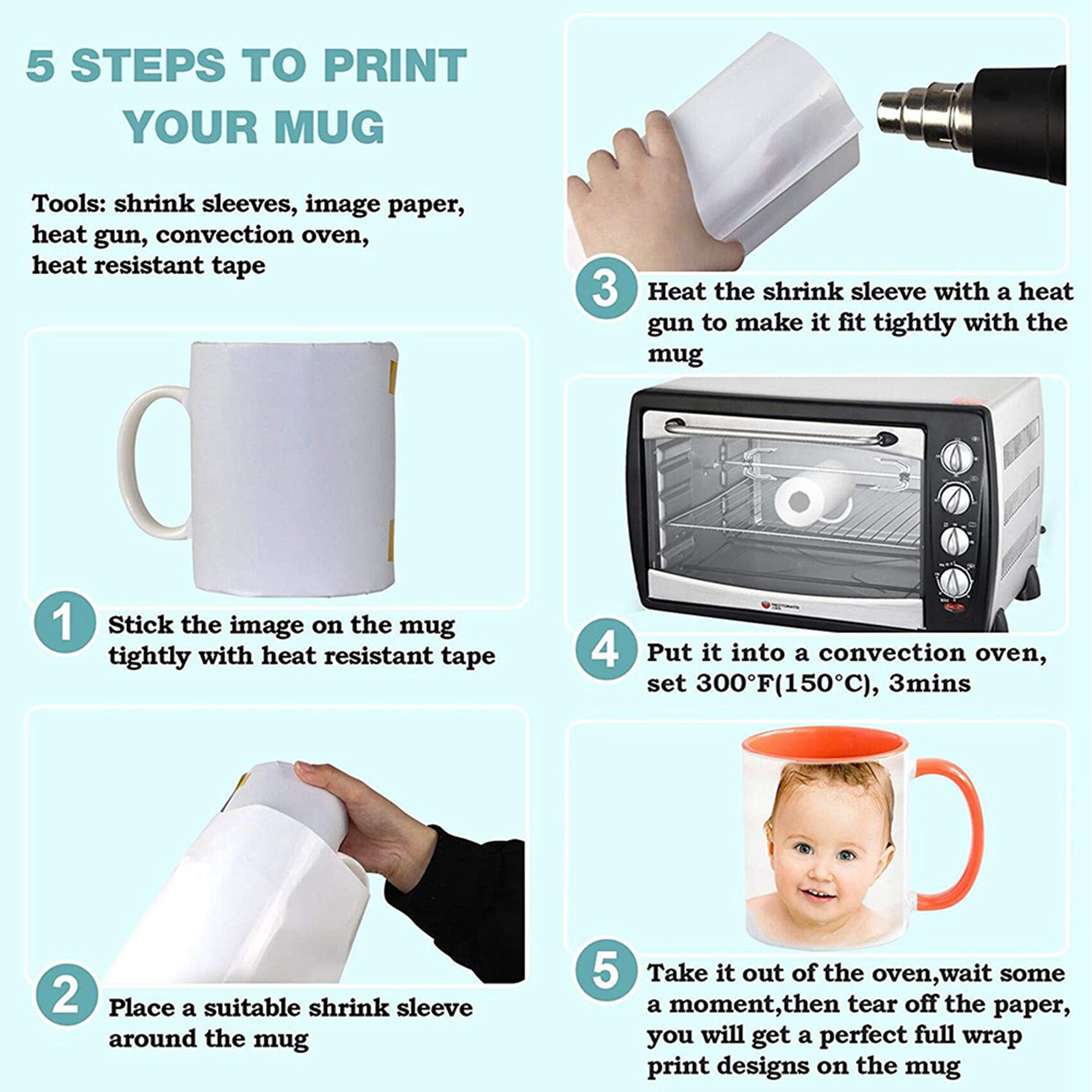Sublimation Mug White - Mangas de plástico retrátil para sublimação