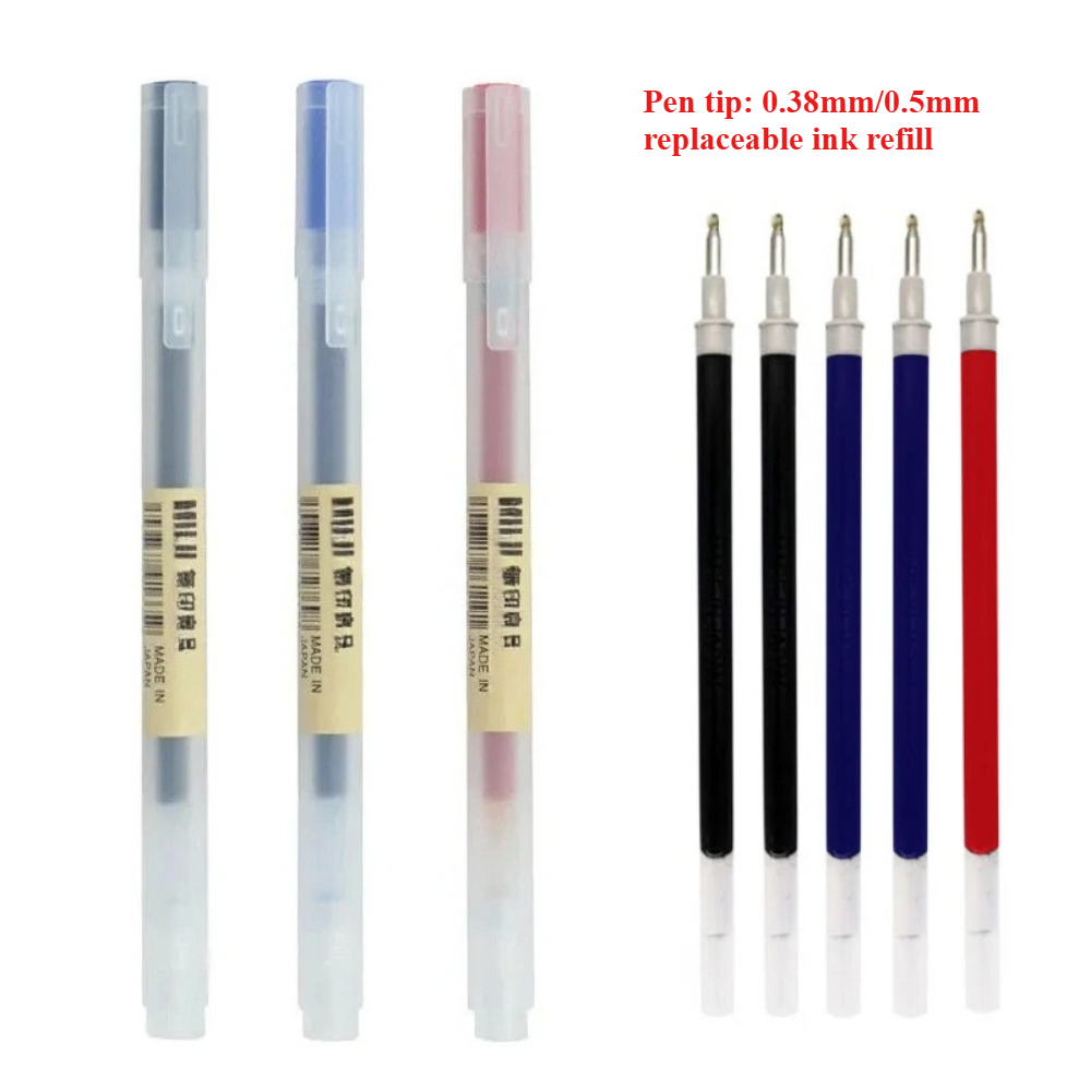 Muji Stationery Gel Pen - Refil de Tinta 0.38/0.5mm para Caneta